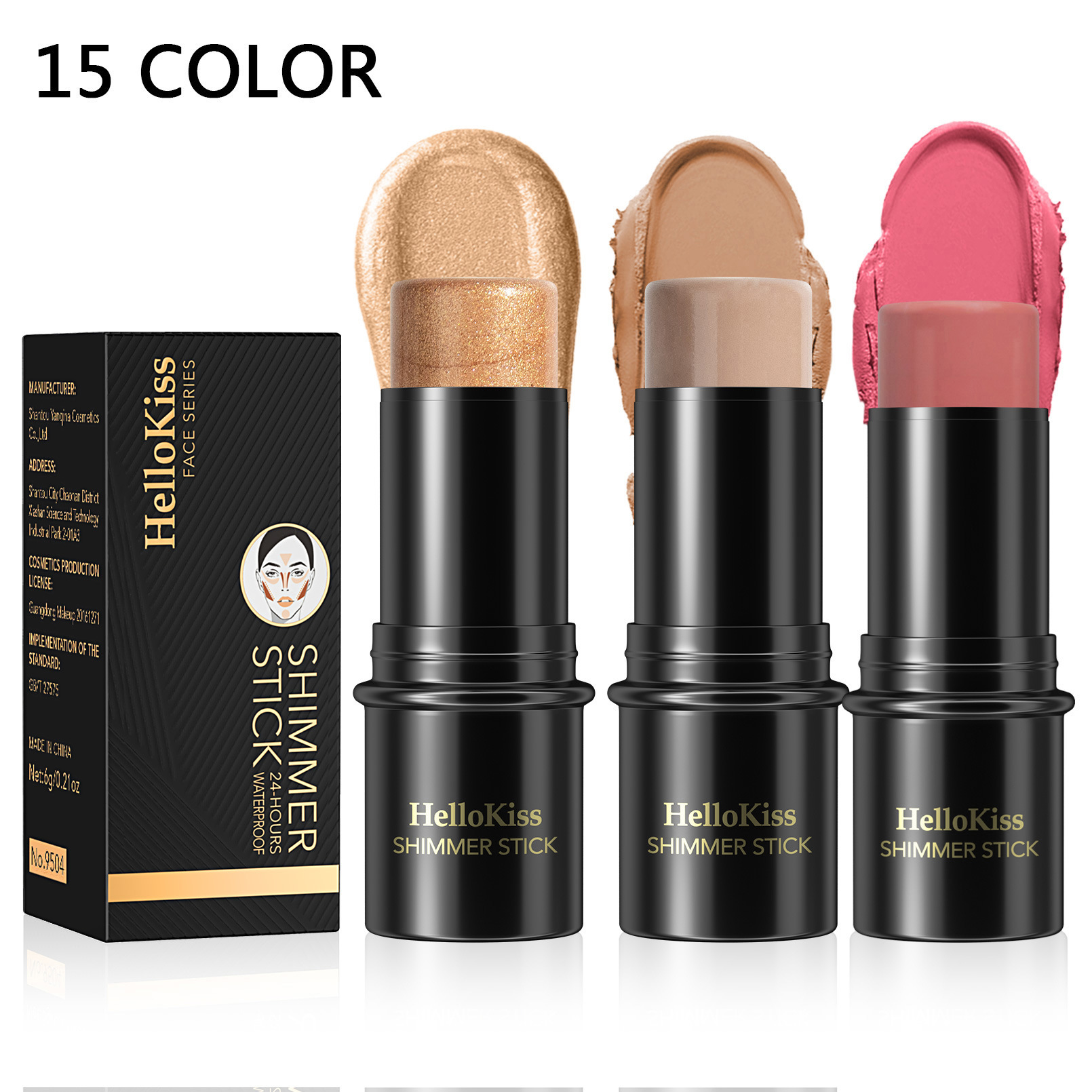 HelloKiss Highlighter Contouring Stick, Brightening Shadow Base Cream, Pearl Slimming Blush, Contour Stick Bronzer full figure