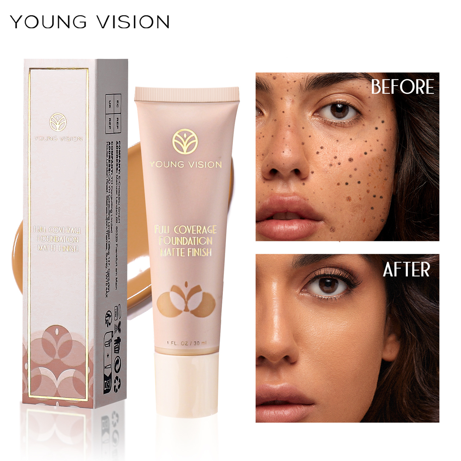 YOUNG VISION 6-color Matte Foundation, Wheat-colored Contouring Foundation Cream full figure