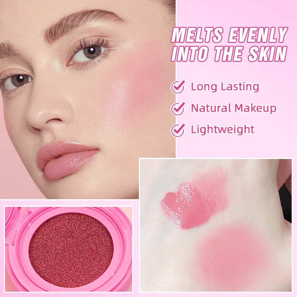 QIBEST Cushion Blush matte naturally brightens rosy complexion, nude blush liquid contouring facial makeup Application Scenario
