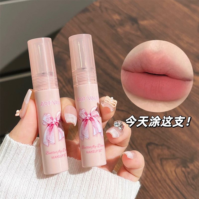 New Art Value Butterfly Dance Color Box Set Blush Necklace Matte Lip Mud Four-piece Lip Gloss Set Box details Picture