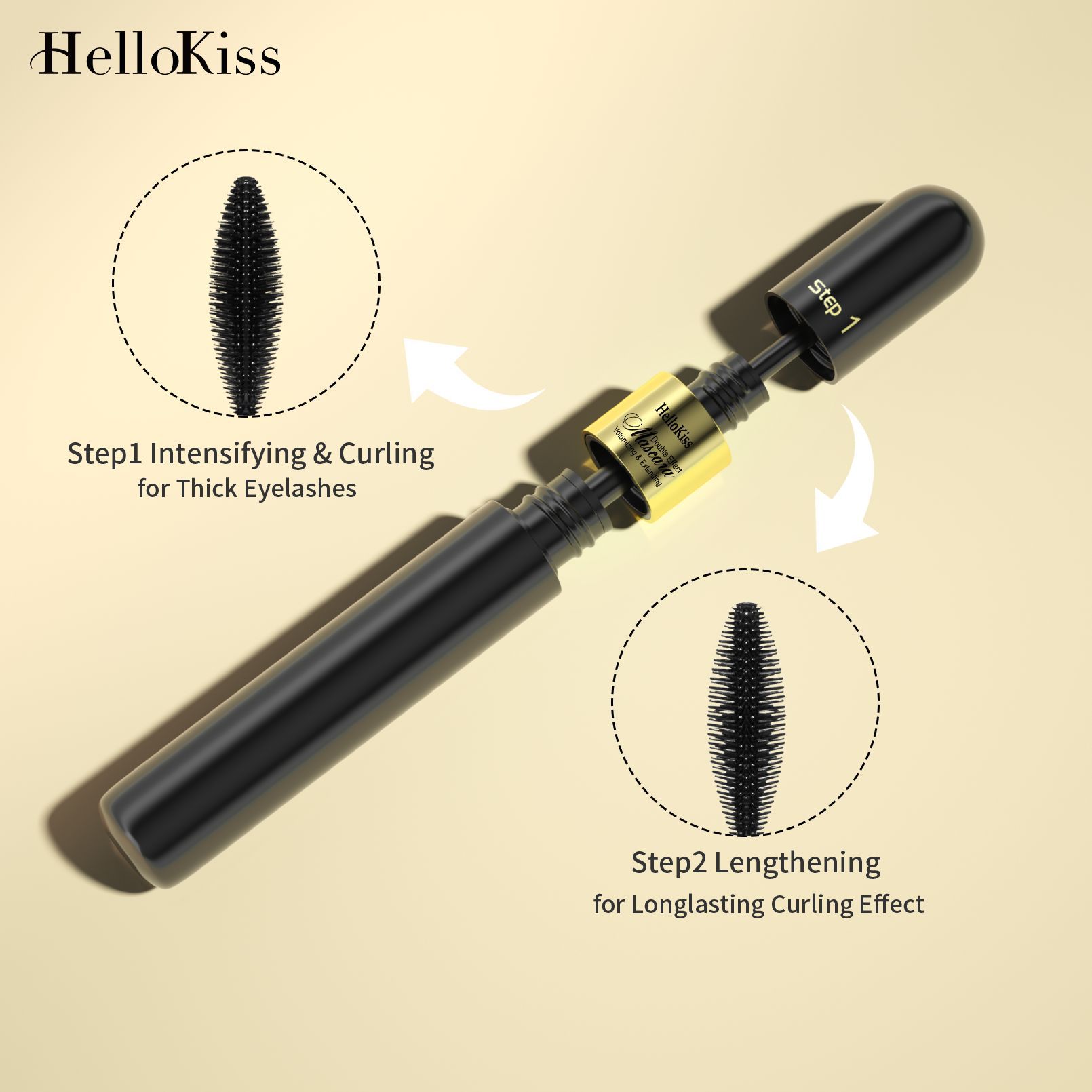 HelloKiss Dual-Effect 4D Mascara 2-in-1: Long, Curly, Thick, non-smudging, waterproof Mascara for Cross-border use Application Scenario
