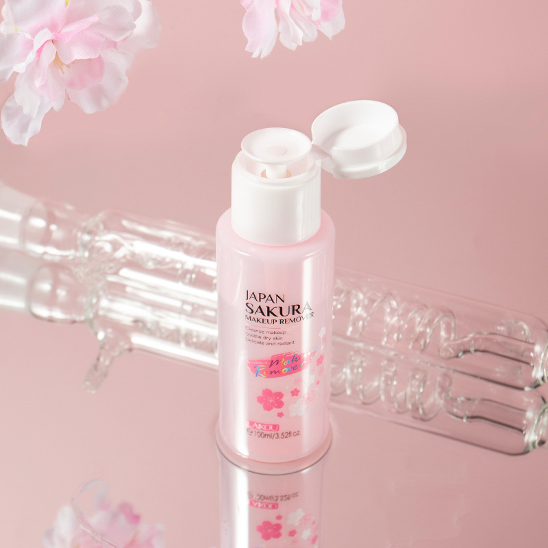 Cross-border LAIKOU Sakura Makeup Remover Water 100ml, Pore-cleaning facial makeup remover manufacturer, wholesale of skin care products details Picture