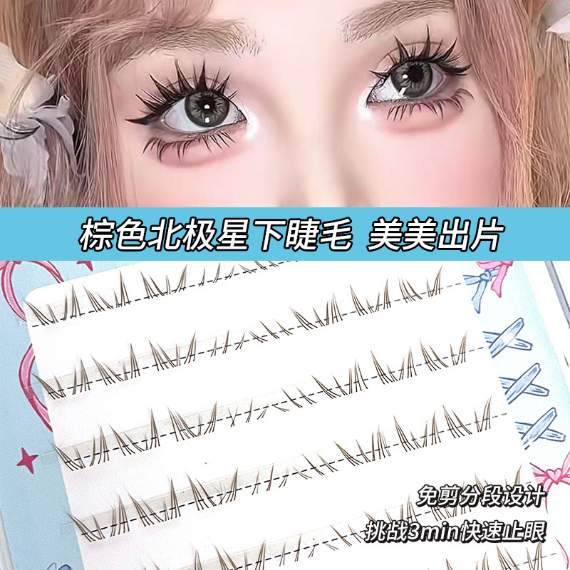 Sakura's color-brown Polaris lower eyelash single cluster segmented style for lazy people's new hand-held mirror comic thick false eyelashes Application Scenario