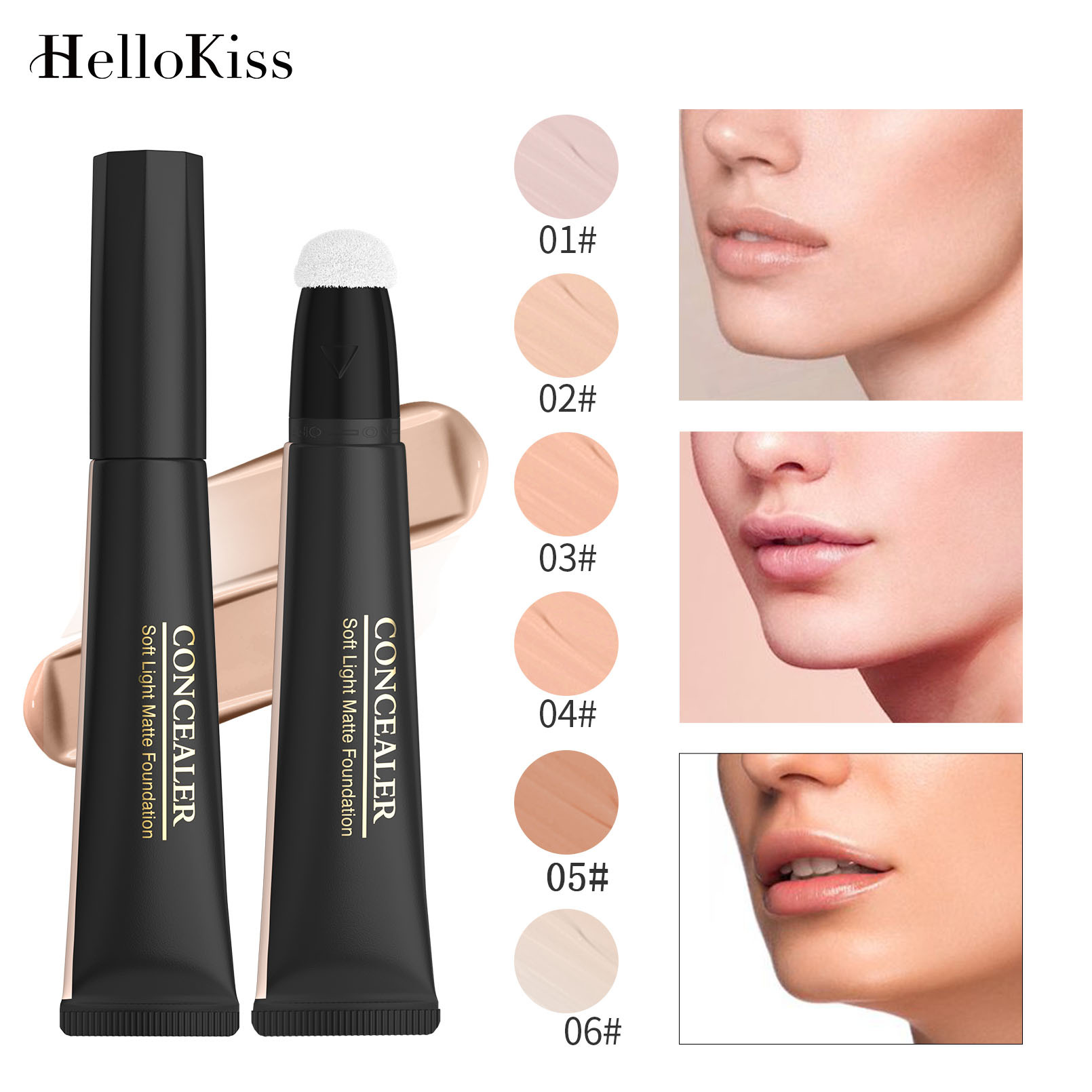 Hellokiss Light Concealer Foundation is fine and smooth, naturally brightening. Sponge head Concealer Cross-border makeup full figure