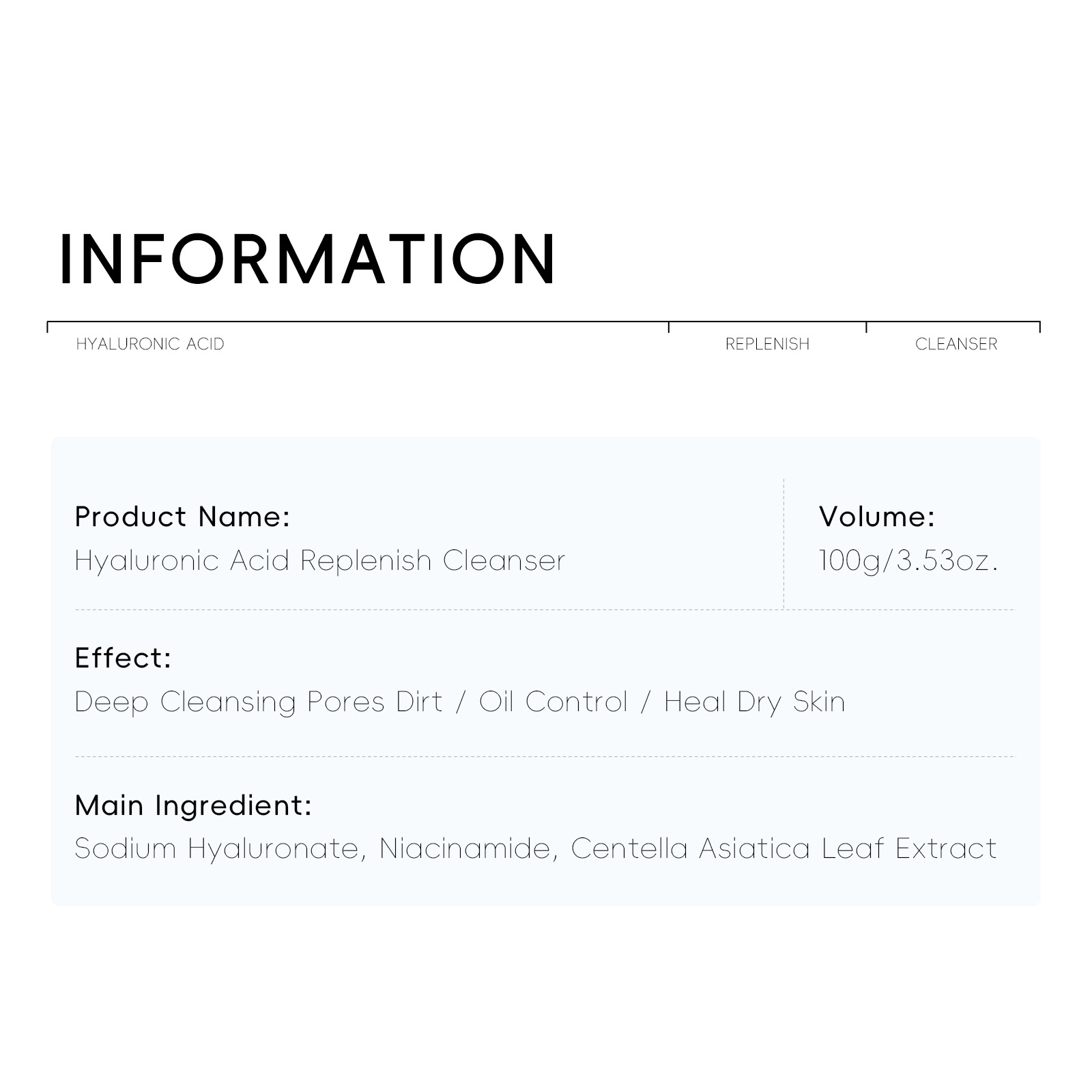 Cross-border quiyum hyaluronic acid Facial Cleanser 100g facial cleansing and skin care products, facial cleanser manufacturer in stock wholesale Specification drawing
