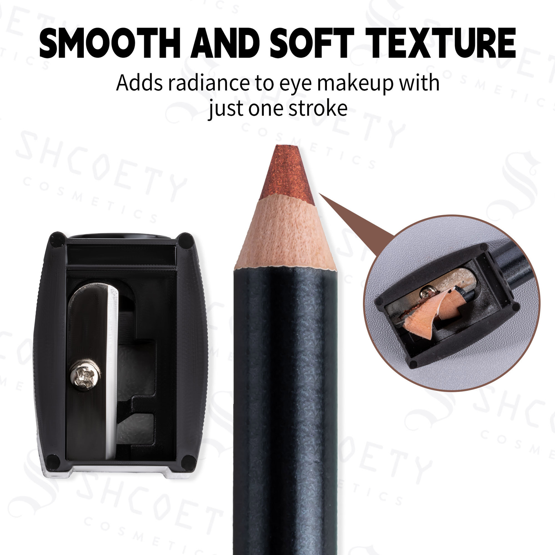 SHCOETY 12-color pearlescent eyeshadow pen set, non-smudging with pencil sharpener, eyeliner, horizontal pencil, cross-border details Picture