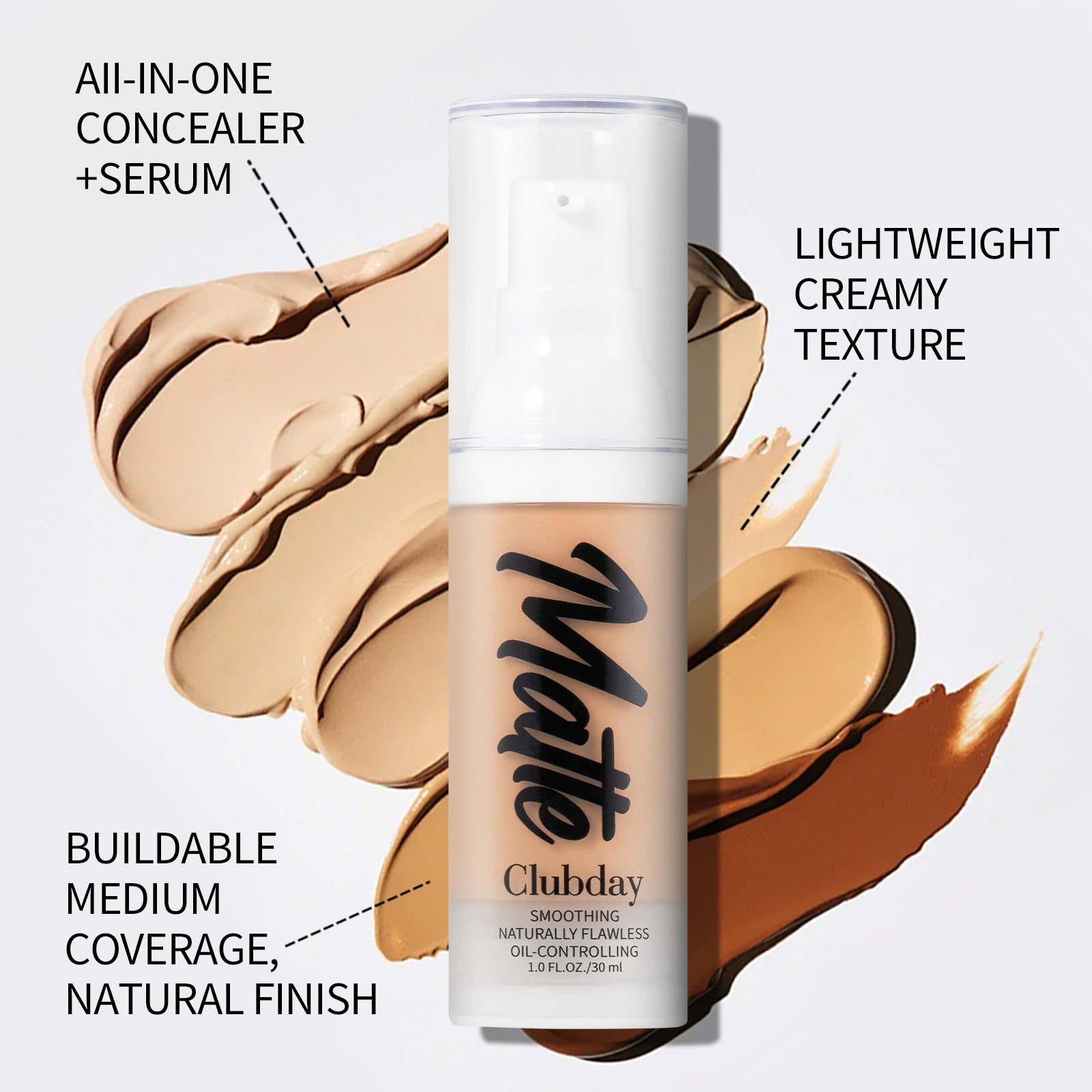 Clubday 8-color matte Foundation Cross-border Makeup Acne Mark Concealer Long-lasting Makeup without Smudge Waterproof and oil-Control Foundation details Picture