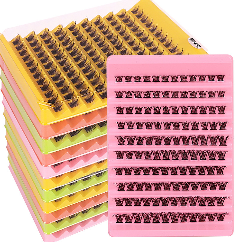 Wholesale of new cross-border segmented self-extended false eyelashes in 10-row sets with large capacity D-curved natural thick eyelashes Item Picture