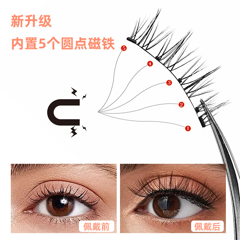 Cross-border European and American magnetic false eyelash, glue-free thick one-piece magnetic eyelash, magnetic eyelash two-pair set Application Scenario