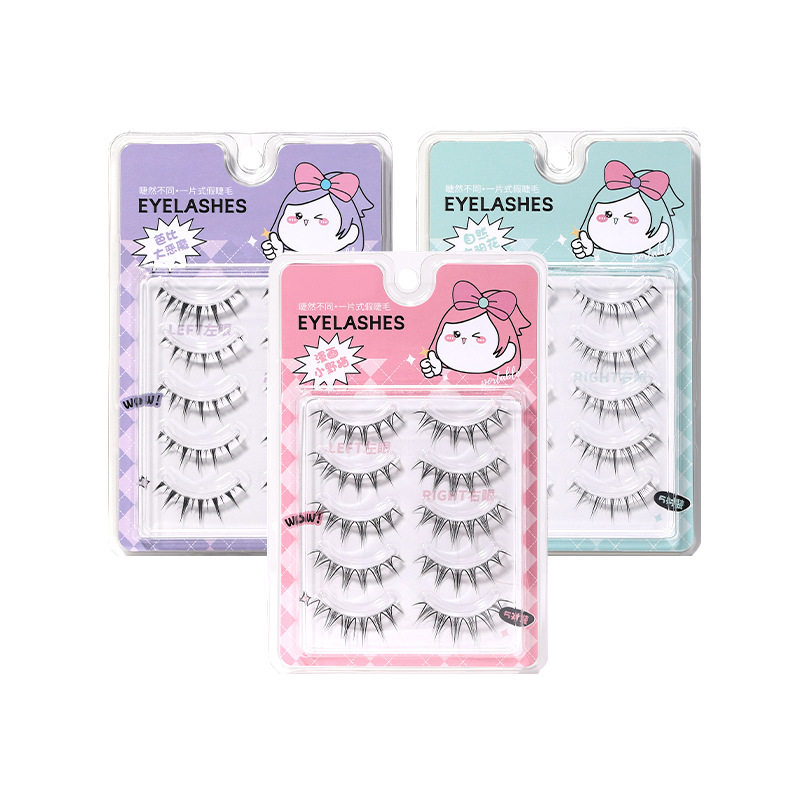LMLTOP False eyelash one-piece 5-pair set Comic Barbie eyelash Sunflower transparent stem eyelash SY917 Item Picture