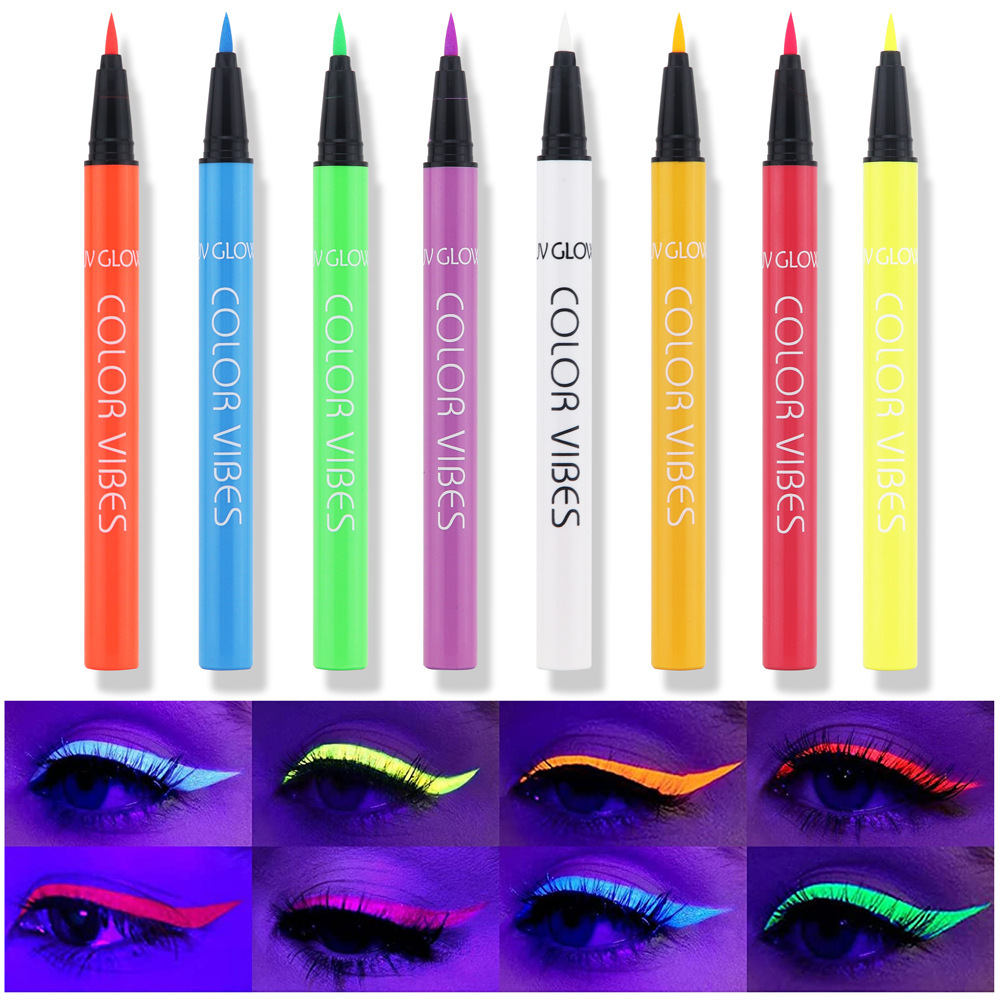 New cross-border fluorescent eyeliner pen uv glow body painting pen Party face color matte color glow full figure