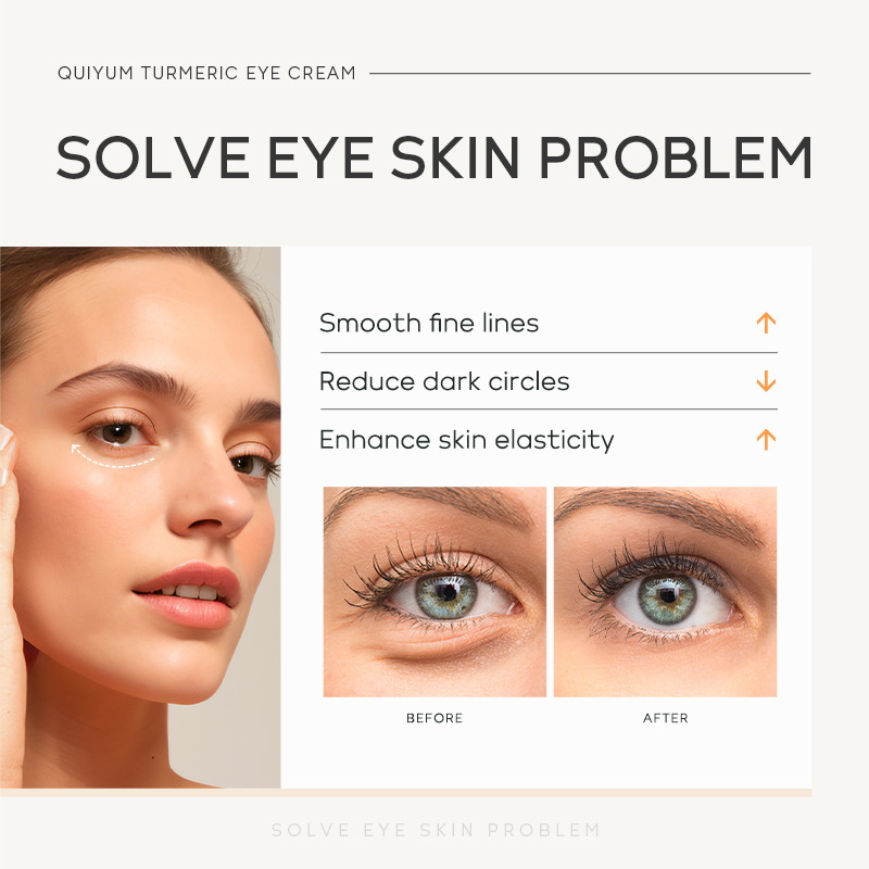 Manufacturer's in-stock cross-border QUIYUM Turmeric Root Powder Eye Cream 15g hydrating, moisturizing, nourishing and caring eye cream wholesale details Picture