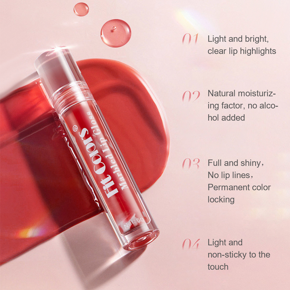 Fit Colors Marble Mirror Lip Gloss Water Essence Lip Mask Easy to Apply lip gloss details Picture