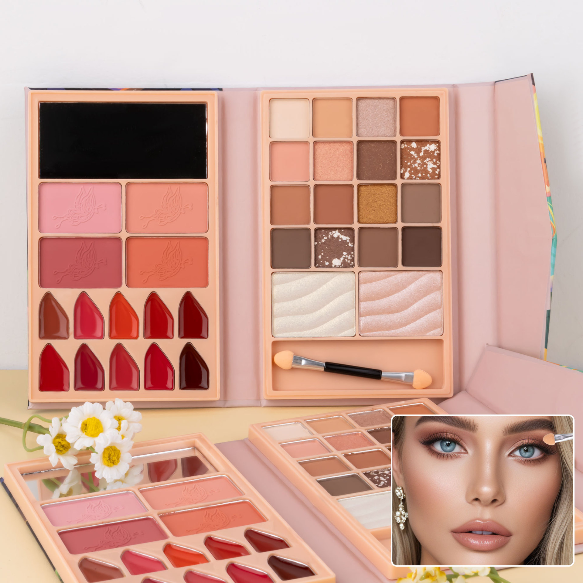 Cross-border bestseller multi-functional all-in-one makeup palette, matte pearlescent eyeshadow, lipstick, blush, contour and highlight all-in-one beauty makeup Item Picture