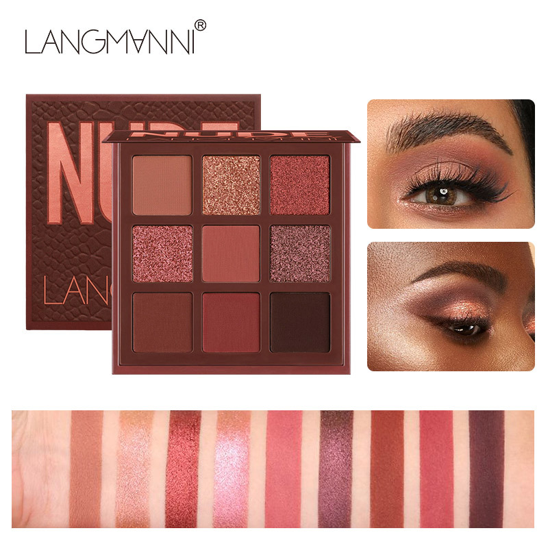 Langmanni Nine-grid Eyeshadow Palette, pearl and matte eyeshadow Cross-border makeup details Picture