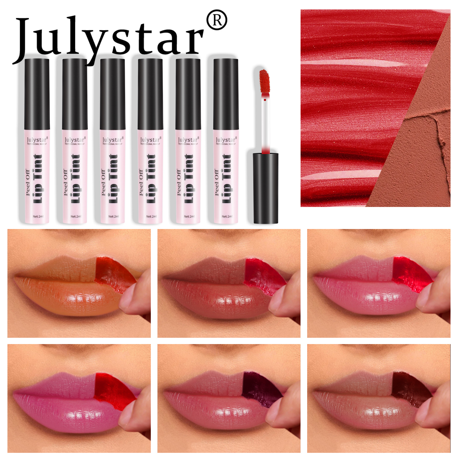 Julystar matte peel-off Lipstick does not stick to cups. Wholesale of peel-off color-retaining lip gloss