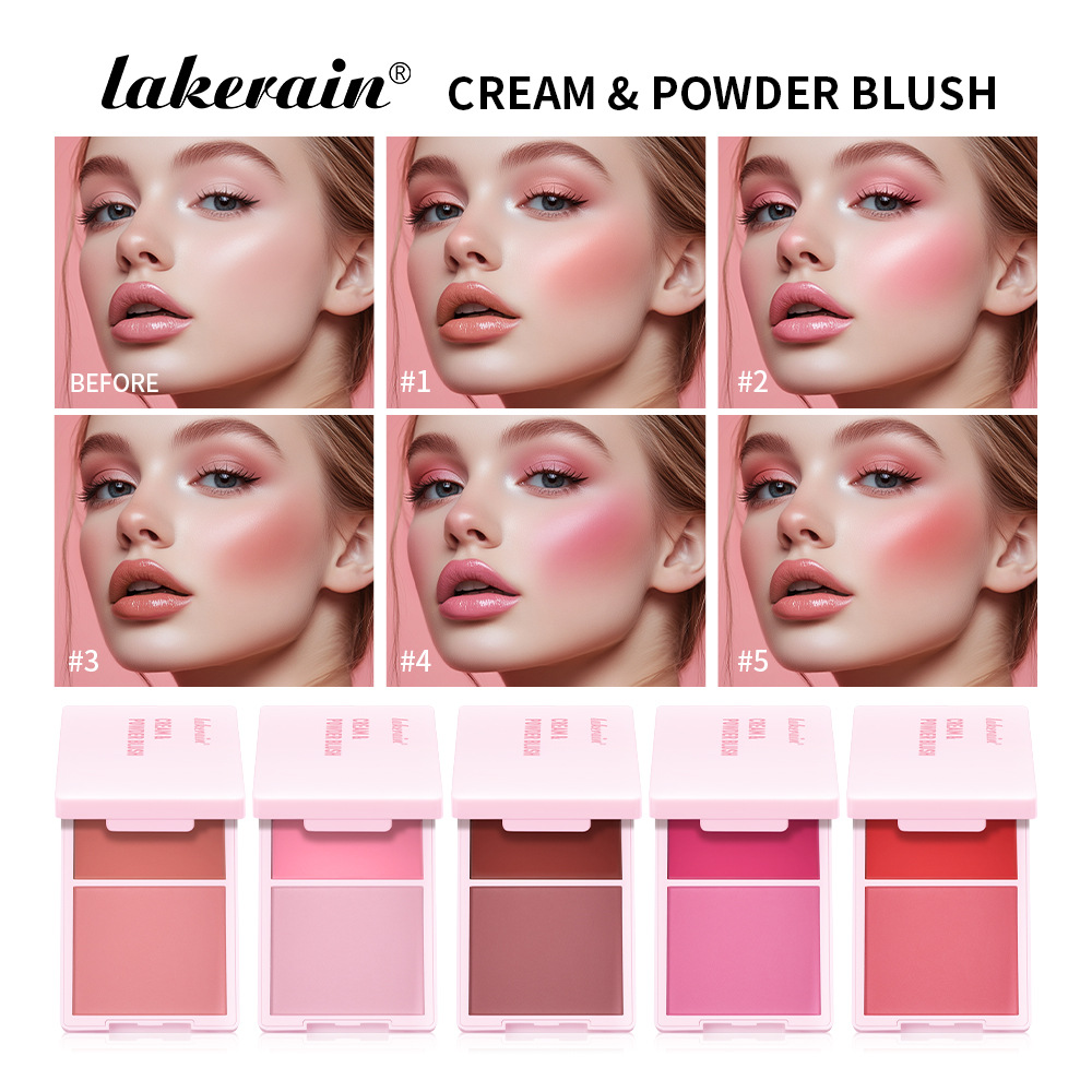 Cross-border lakerain two-in-one Blush Palette: Natural and easy-to-apply matte blush powder full figure