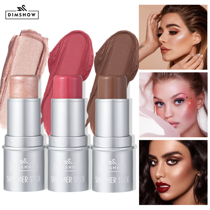 DIMSHOW 6-color High-gloss contouring Stick for brightening and contour modification, Shadow stick for under-eye Three-dimensional Blush and Rouge Stick full figure