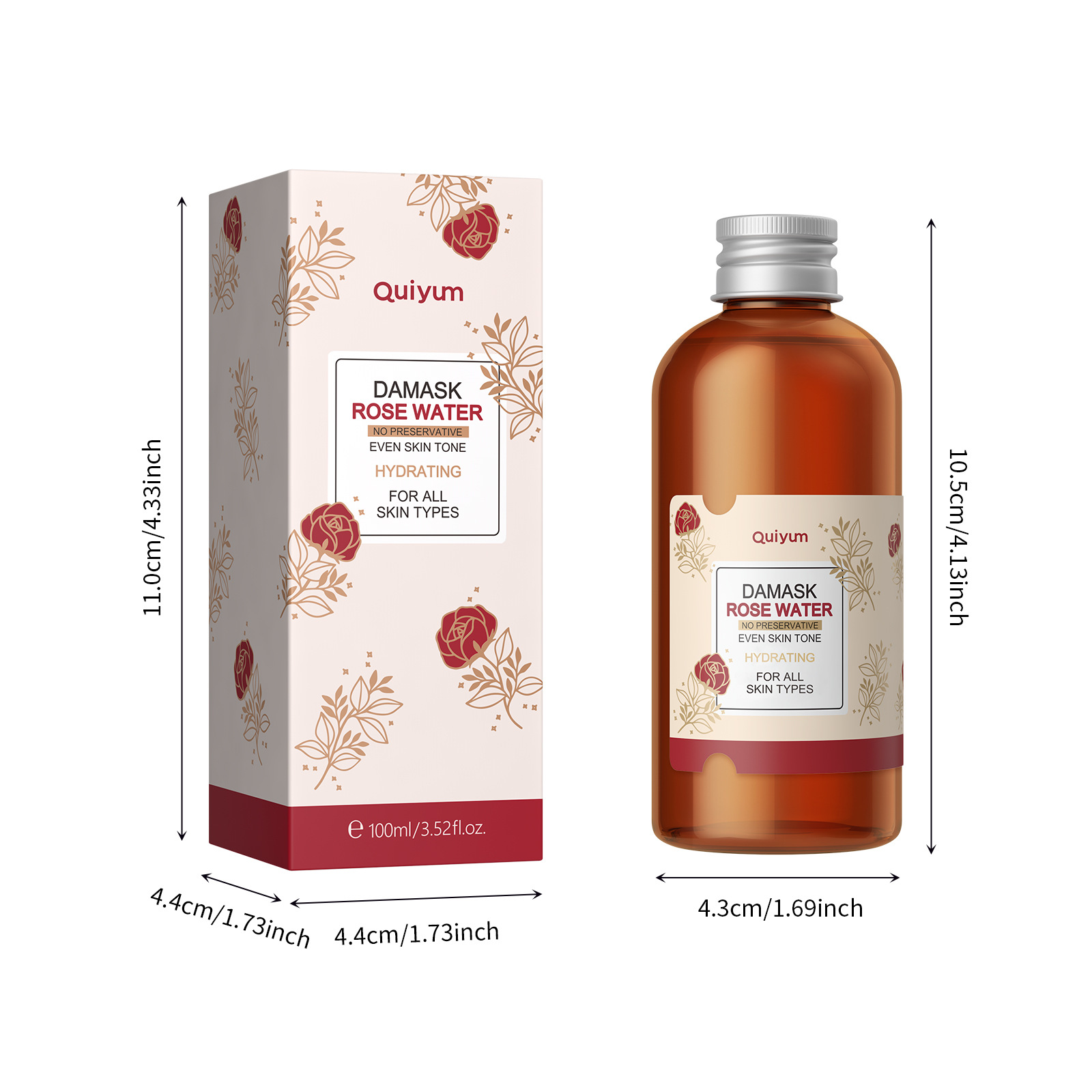 Wholesale of cross-border QUIYUM Damascus rose hydrosol wet compress hydrating, Moisturizing and brightening toner in stock from the manufacturer Item Picture