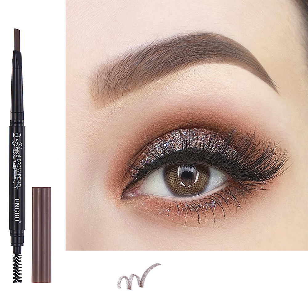 ENGBO's dual-head eyebrow pencil for foreign trade comes with an eyebrow brush that automatically rotates, ensuring long-lasting eye cosmetics without smudge Specification drawing
