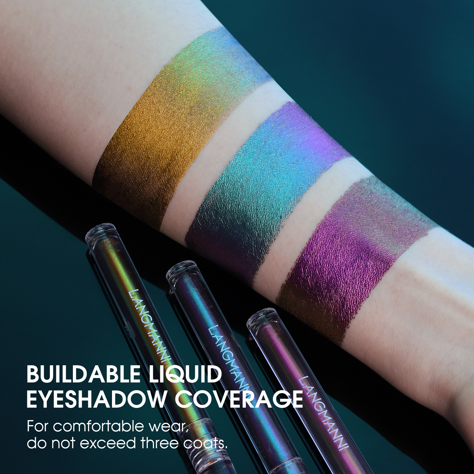 Langmanni Single Chameleon Liquid Eyeshadow shines with eyeshadow liquid eye makeup Specification drawing