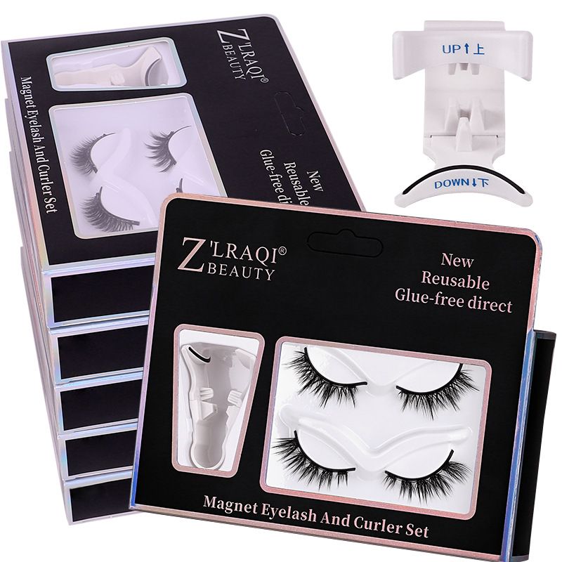 Cross-border European and American magnetic false eyelash, glue-free thick one-piece magnetic eyelash, magnetic eyelash two-pair set Item Picture