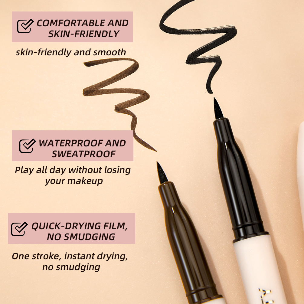QIBEST eyeliner liquid pen is waterproof, sweat-proof, does not smudge, does not smudge makeup, and is a dark eyeliner pen that dries quickly for beginners details Picture