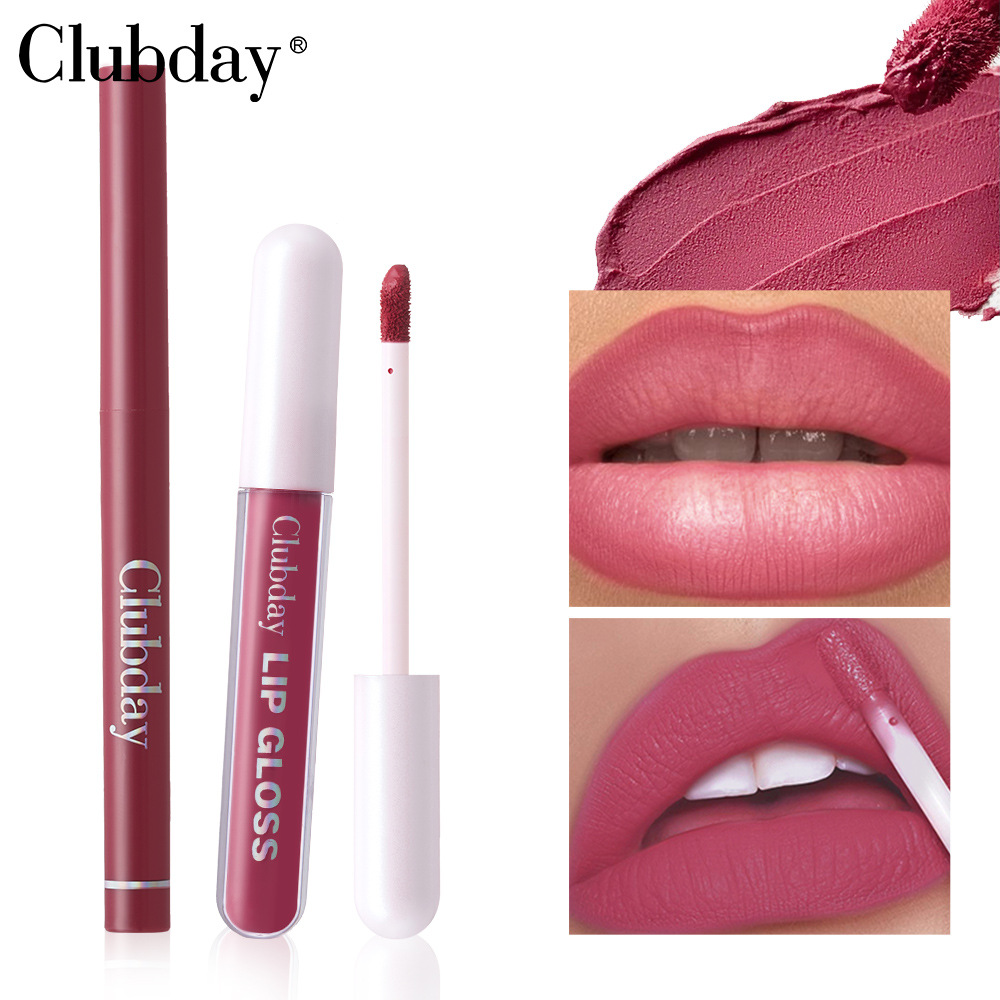 Clubday Lip Makeup 1+1 Set: Velvet Lip Gloss, Outlining Lip Pen, matte finish, long-lasting waterproof Specification drawing