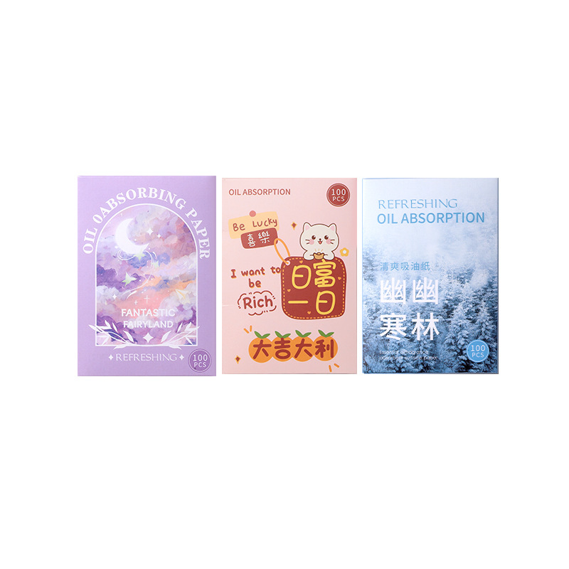 LMLTOP 100 Pieces of Oil-absorbing Paper, Facial Refreshing Oil-removing Paper, portable double-sided oil-absorbing facial paper made from wood pulp Item Picture