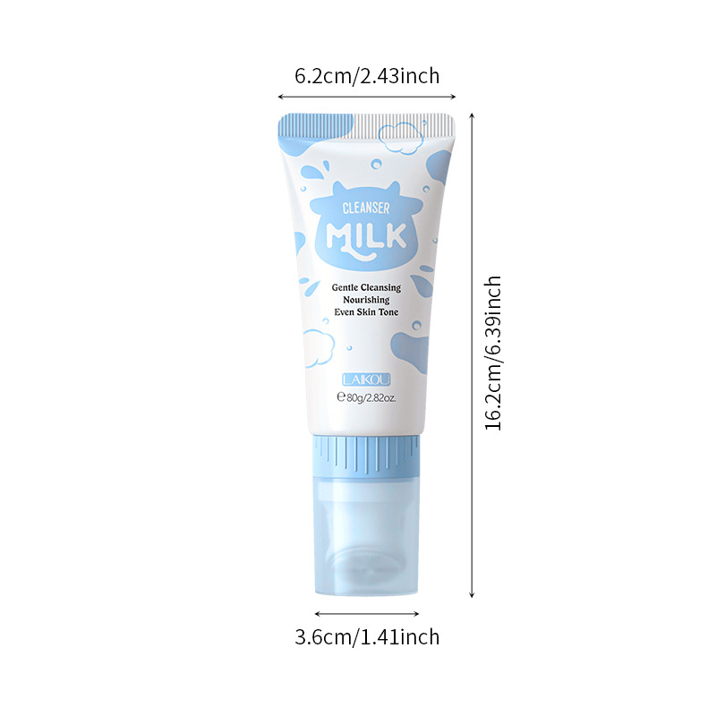 Cross-border LAIKOU Milk Facial Cleanser 80g hydrating, moisturizing, pore-cleaning and nourishing, factory in stock wholesale Item Picture