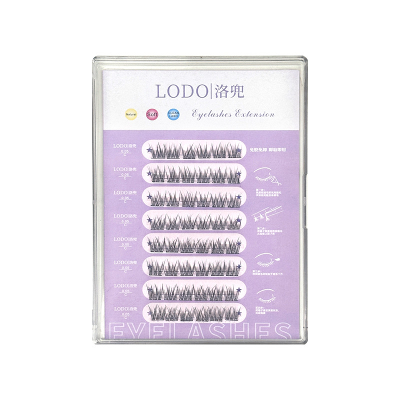 Luodou Self-adhesive Baby Curved fishtail Natural Simulation Trilogy Lai Ren Transparent Single Cluster segmented Eyelashes Item Picture
