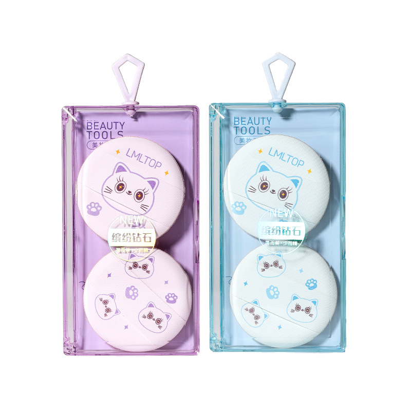 LMLTOP Cartoon air cushion Powder Puff, 2 sets of hydrophilic makeup puff, wide ribbon makeup puff SY232 Item Picture