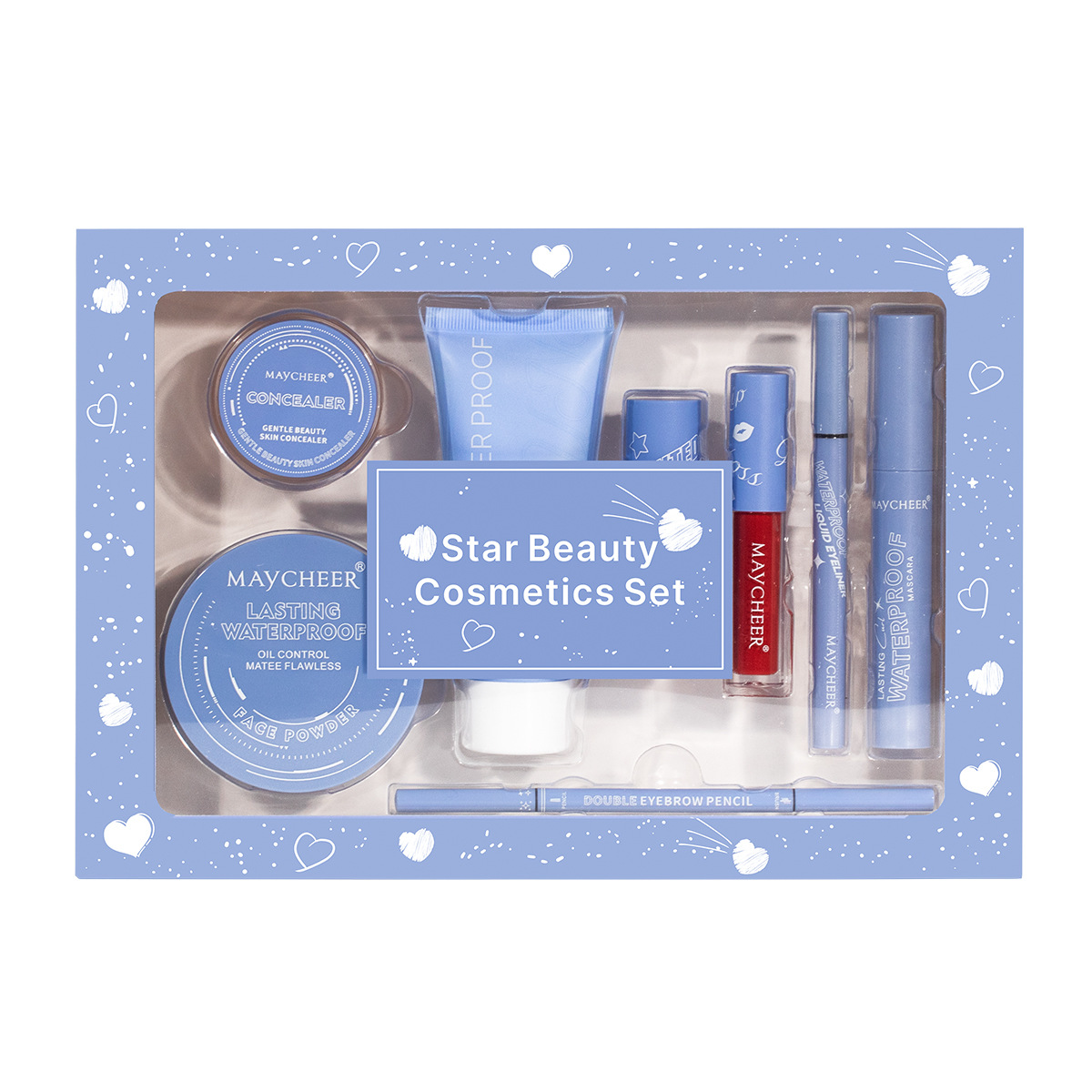 MAYCHEER Heart-to-Heart Beauty 8-piece Set Gift Box, Qixi Festival Valentine's Cross-border Export All-English Makeup Set Item Picture