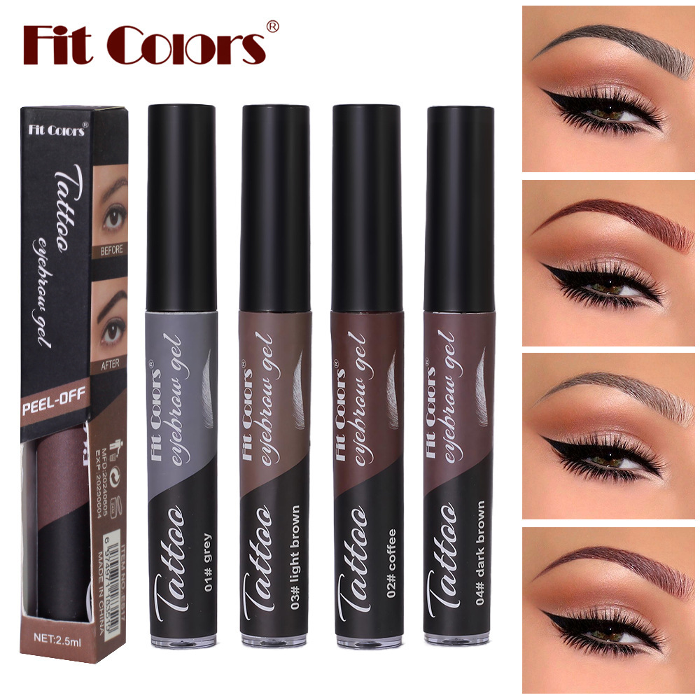 Fit Colors 4-color peel-off eyebrow Gel is water-resistant and does not smudge. It is a three-dimensional eyeliner and eyebrow gel full figure
