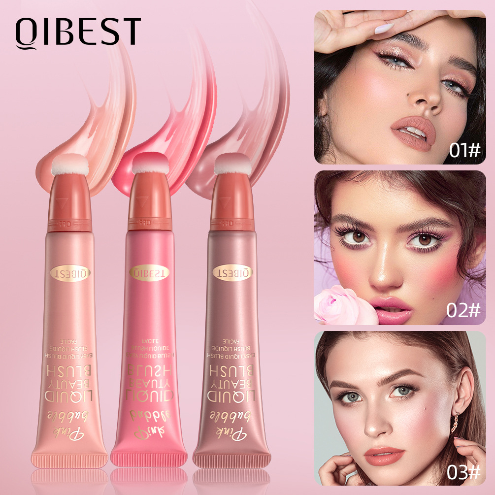 QiBest Hydrating Liquid Blush Multi-functional Makeup Pen, naturally long-lasting makeup, brightens matte and glossy face blush liquid full figure