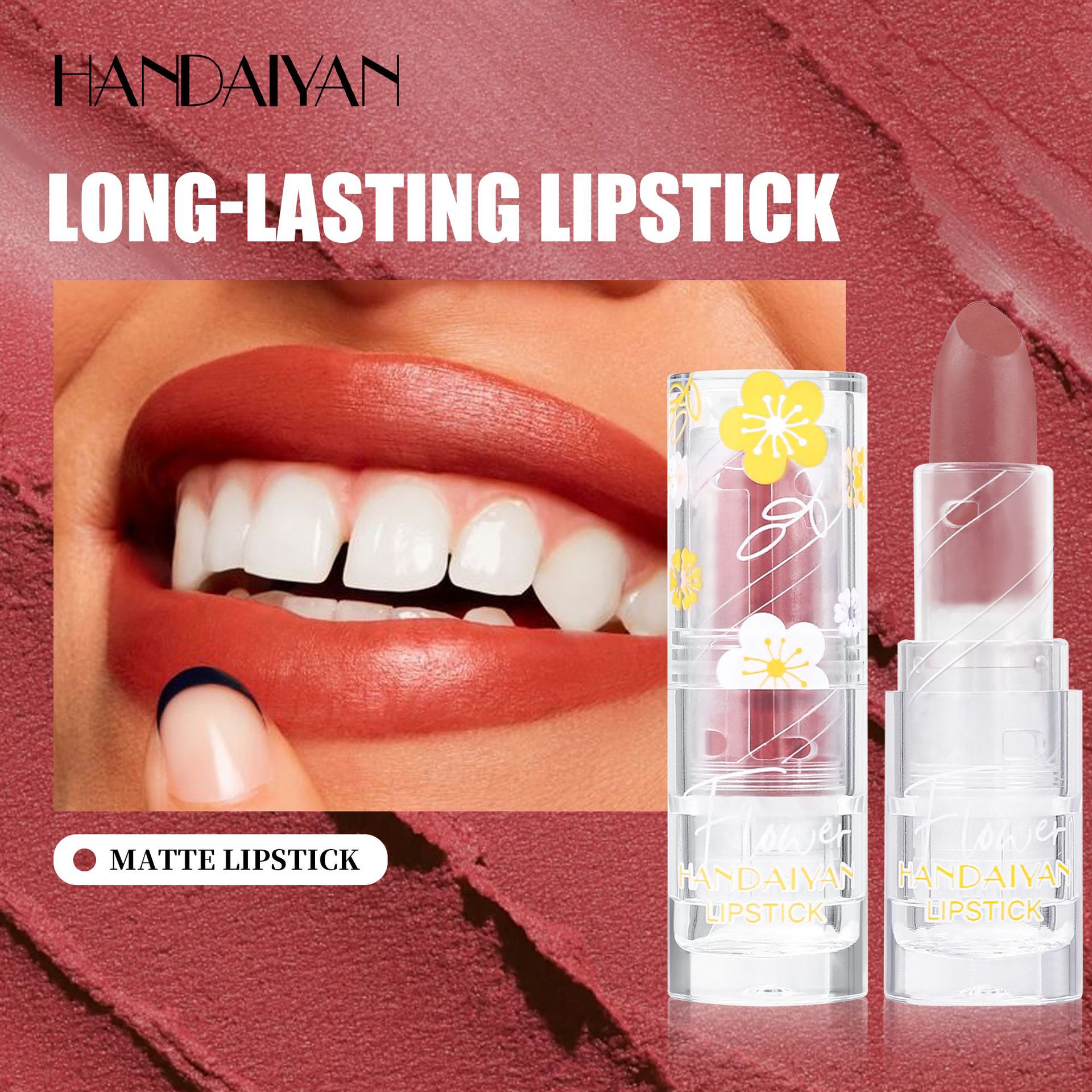 Cross-border matte velvet 12-color handaiyan lipstick Matte waterproof, non-fading, long-lasting moisturizing lipstick Specification drawing