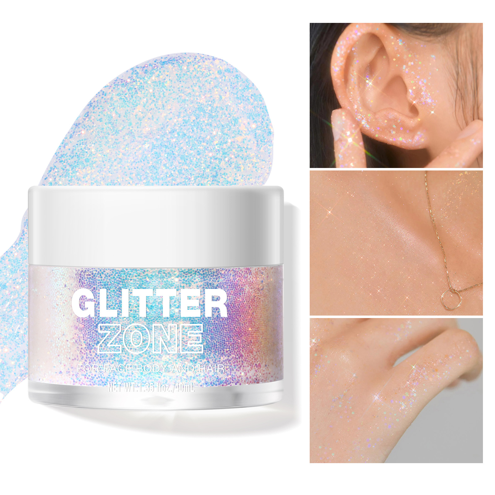 Langmanni 4-color Sparkling High-gloss Gel Liquid Eyeshadow, a multi-purpose iridesy gel for face and body full figure