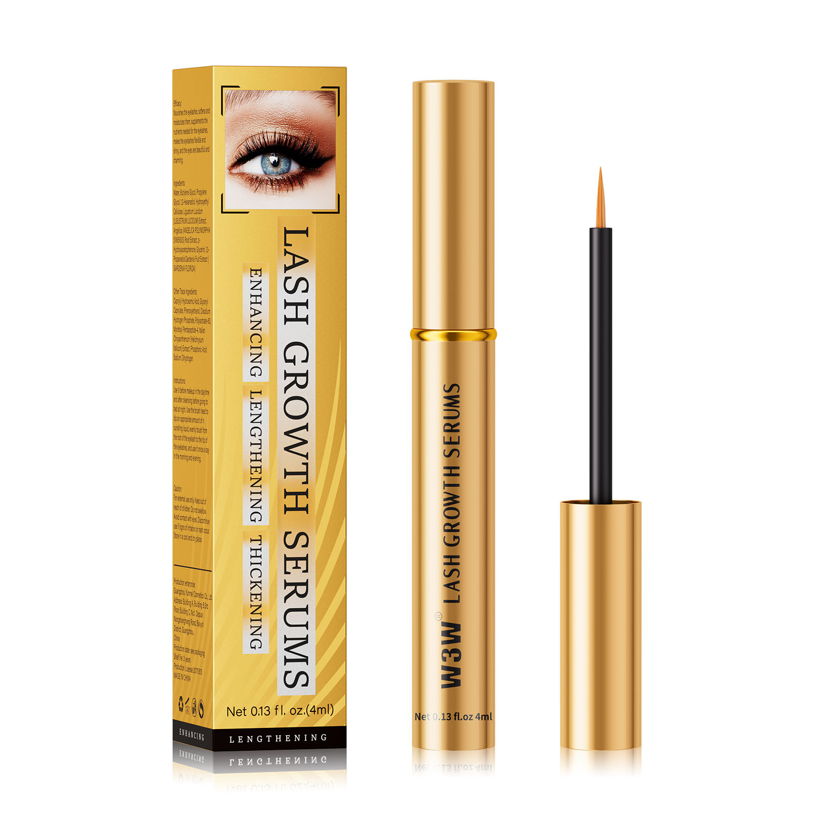 W3W Cross-border Gold Tube Thickening Mascara, Natural Thickening, transparent and colorless Mascara Base, Slimming Liquid Makeup Item Picture