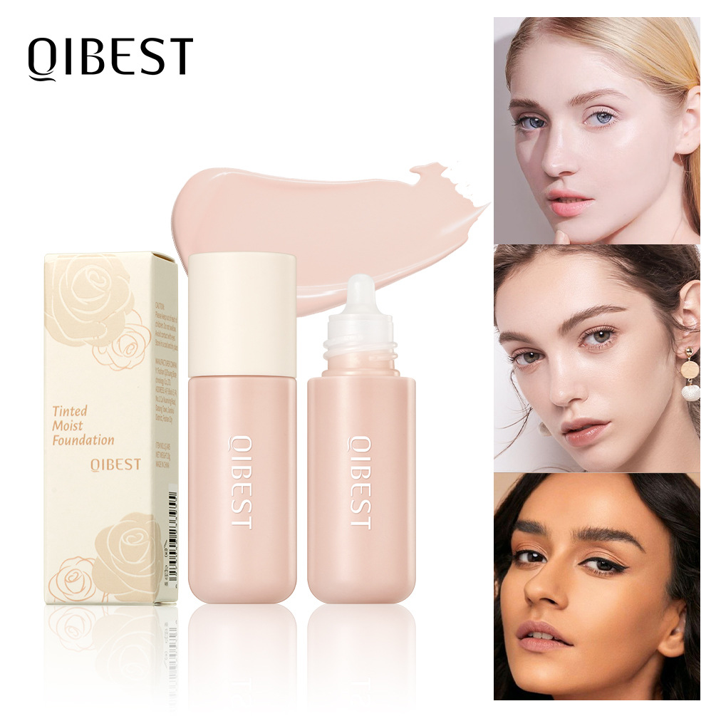QIBEST Foundation is sweat-proof, does not easily smudge, controls oil, provides concealer and long-lasting makeup, is waterproof, and is suitable for dry and oily skin full figure