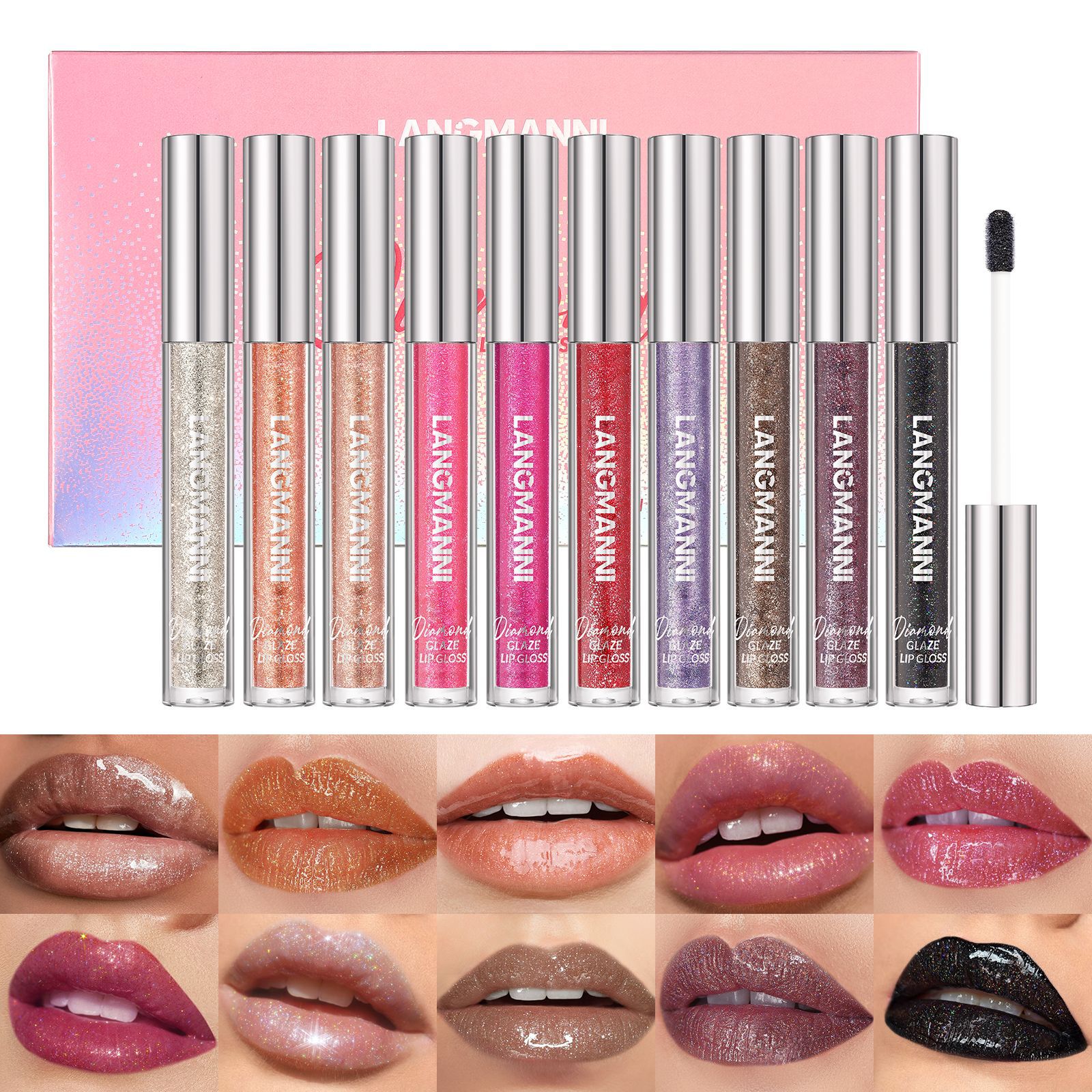 LANGMANNI Lip gloss with sparkling granules full figure