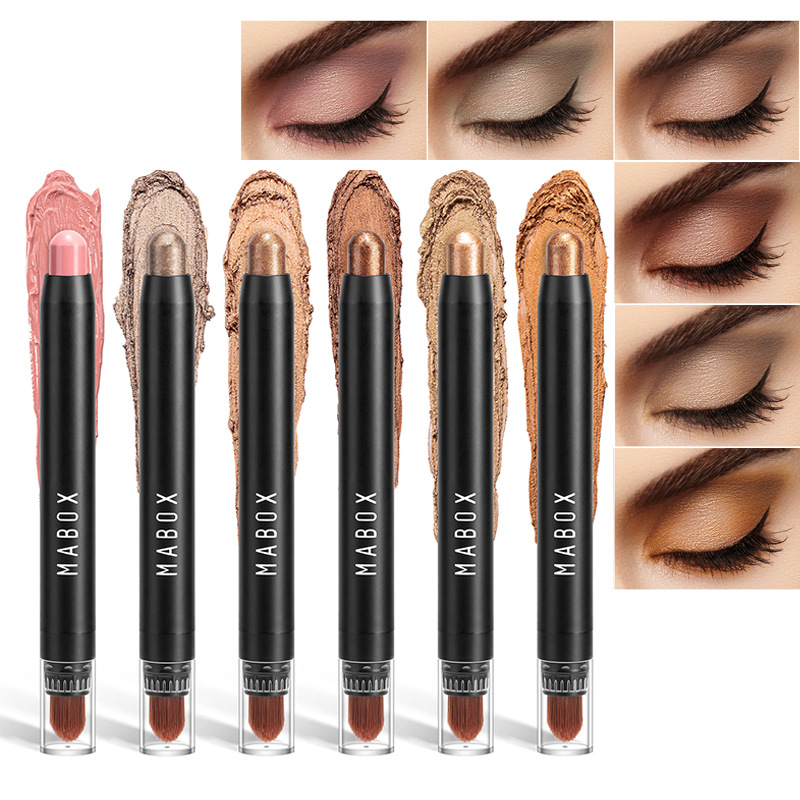 MABOX pearlescent eyeshadow stick, eye makeup, colored pen, high-gloss rotating eyeshadow, horizontal pencil, shiny with brush head, makeup full figure