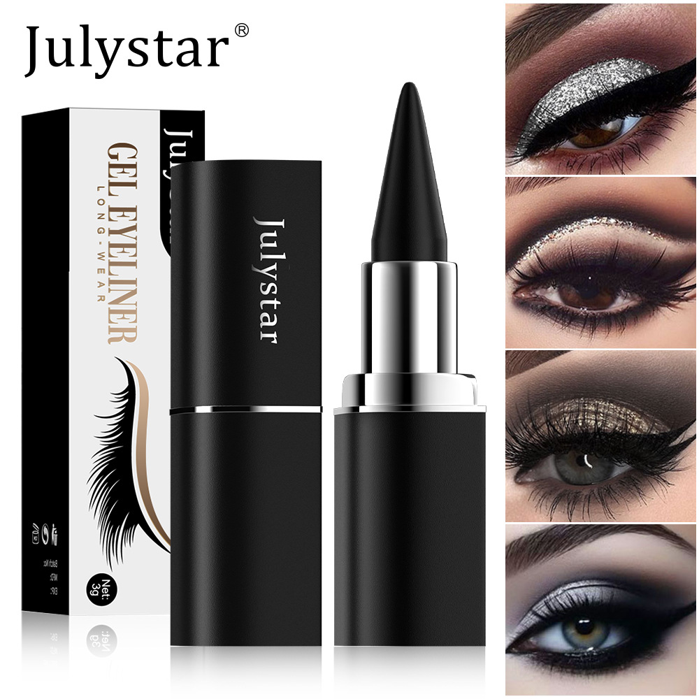 Julystar Matte Long-lasting Waterproof Quick-Drying eyeliner Cream Eyeliner Solid Cool Black Eyeliner Pen Wholesale details Picture