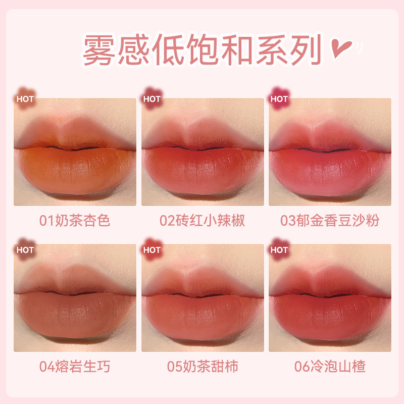 MINSHZEE Mingxi Zhi Air Lip Gloss, matte Lip Cream, Lip Powder Cream for Women to look fair without makeup, autumn and Winter Edition, Cross-border Lip mud Application Scenario