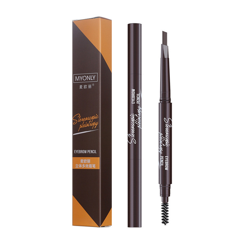 The three-dimensional multi-effect rotating eyebrow pencil is not prone to smudge and does not come off for a long time. It is a makeup pen with a double-ended triangle and a single-ended eyebrow pencil Item Picture