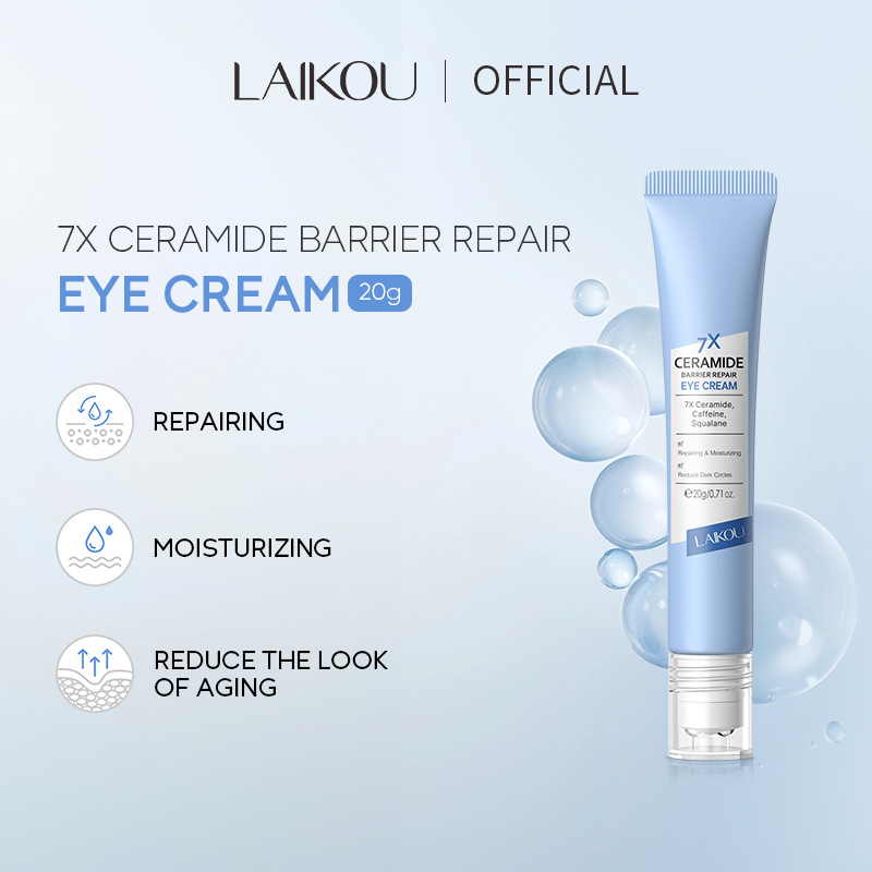LAIKOU 20g Cross-border Ceramide Eye Cream is a skincare product from a manufacturer that hydrates and moisturizes the skin around the eyes full figure