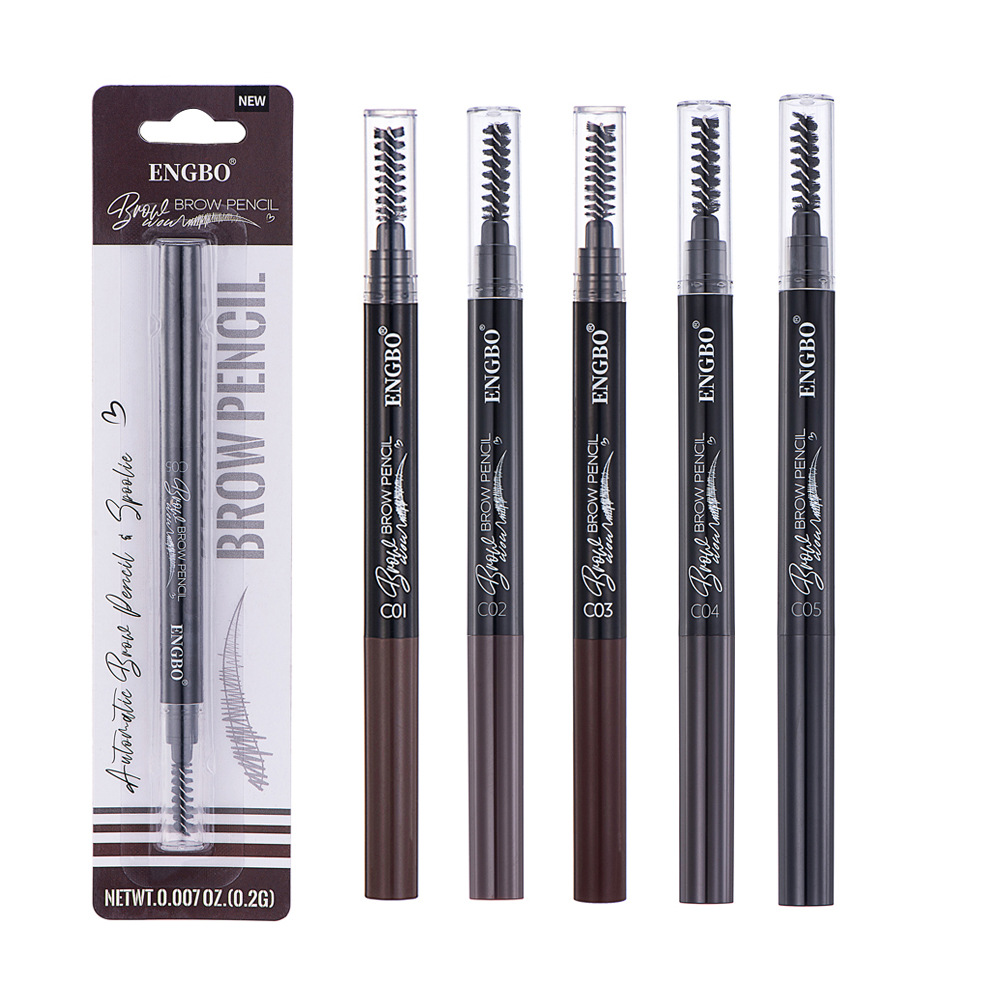 ENGBO's dual-head eyebrow pencil for foreign trade comes with an eyebrow brush that automatically rotates, ensuring long-lasting eye cosmetics without smudge details Picture
