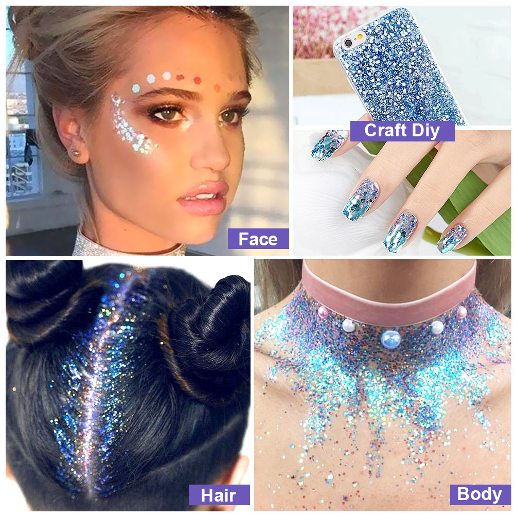 QIBEST Sparkling Eyeshadow and Sequin Cream Set, Stage Makeup, Eyelash Day, Halloween, Suitable for export wholesale Specification drawing