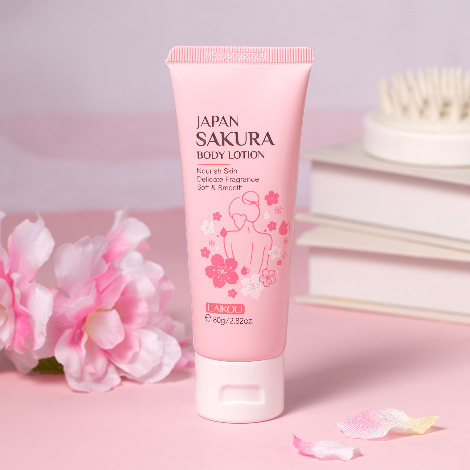 LAIKOU Cherry Blossom Body Lotion 80g Moisturizing, Lingering Fragrance, Hydrating and Moisturizing Skin Lotion in stock from the manufacturer full figure