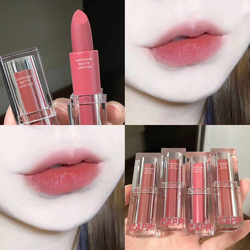 Cappuvini transparent acrylic lipstick matte matte Romantic Lipstick Cinnamon White Peach Oolong Student Whitening details Picture
