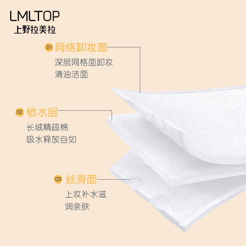 LMLTOP Cartoon Cat paw 222-piece sandwich makeup remover cotton pads, double-sided thickened wet compress makeup cotton pads, carefully selected Specification drawing